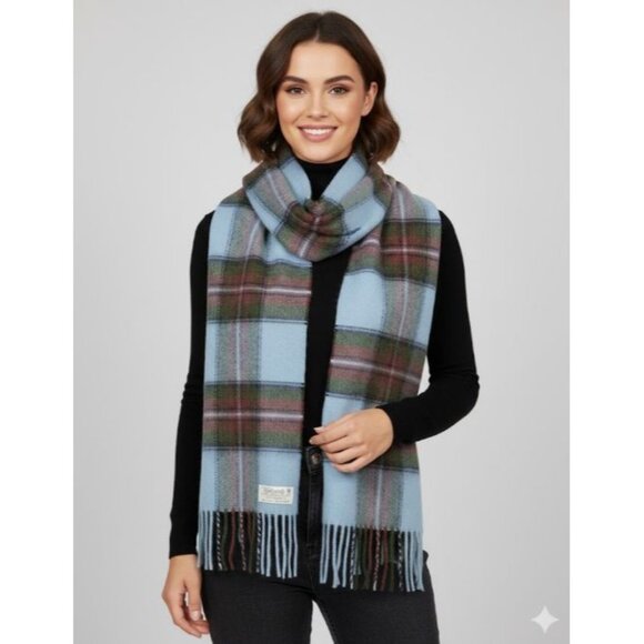 John Hanly & Co. Ltd, Woven In Ireland 100% Lambswool Plaid Scarf, NEW - Picture 1 of 6